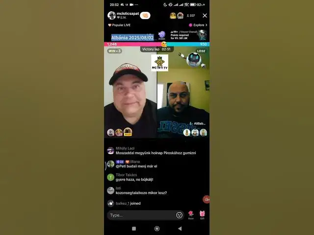 'Video thumbnail for MC Isti tiktok live Alival, Aug 2/ 2.rész/'