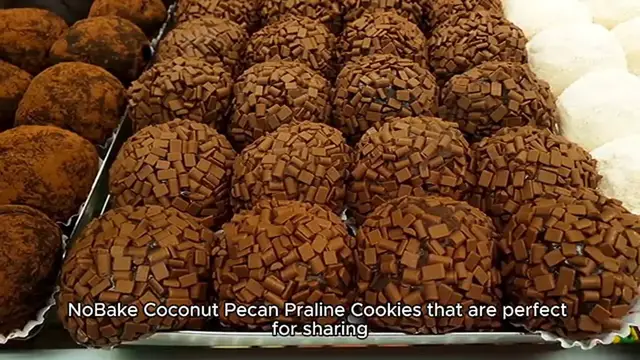 'Video thumbnail for No-Bake Coconut Pecan Praline Cookies'