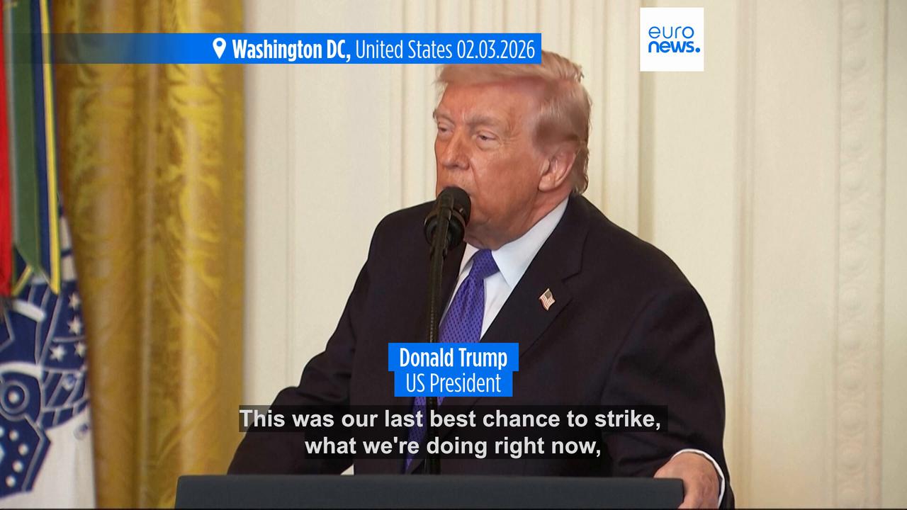 Video thumbnail for Iran's 'terrorist regime' an 'intolerable threat,' Trump says as he outlines war aims