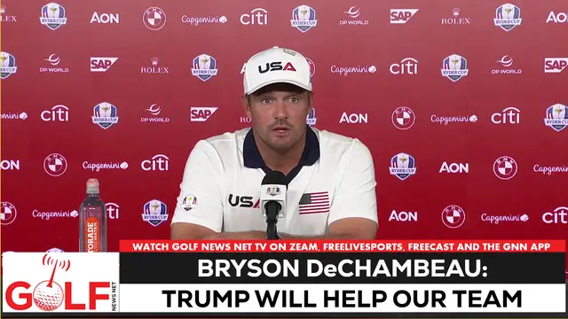 'Video thumbnail for Bryson DeChambeau: Donald Trump will drive Ryder Cup support'