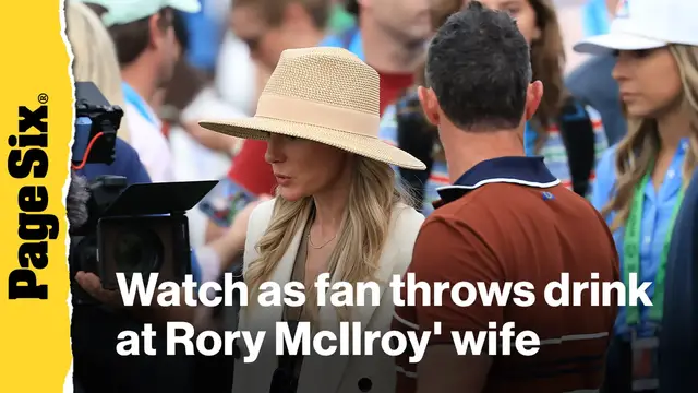 'Video thumbnail for Fan throws drink at Rory McIlroy's wife at Ryder Cup'