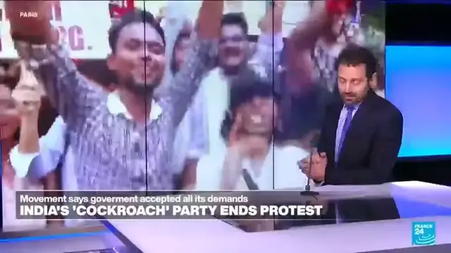 Video thumbnail for India's 'cockroach' party says ending protest after minister resigns