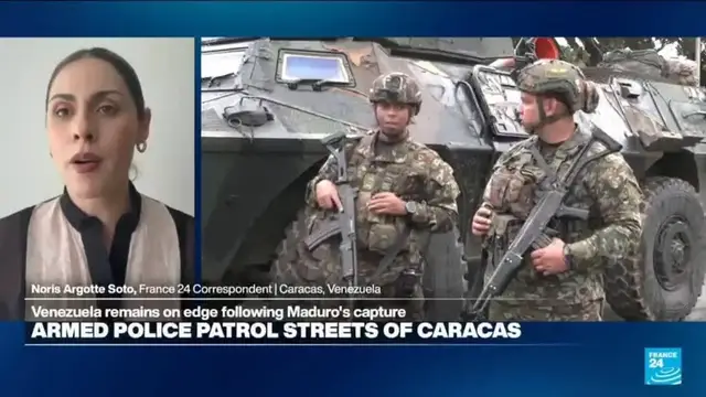 Video thumbnail for Armed police patrol streets of Caracas as CIA reportedly advises to keep Maduro loyalists in power