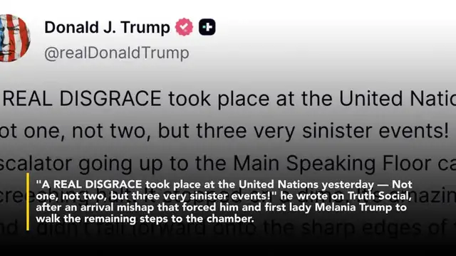 'Video thumbnail for Trump Wants 'Triple Sabotage' Probed After UN Escalator, Teleprompter Fail- 'This Wasn't A Coincidence''