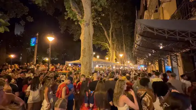 Video thumbnail for Spain: Spain fans spectate Spain-Argentina 2026 FIFA World Cup final in Mallorca.