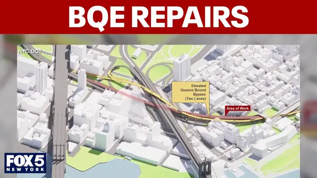 Video thumbnail for New renderings of NYC's massive BQE repair plan raise traffic questions