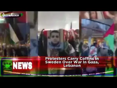 Video thumbnail for Protesters Carry Coffins In Sweden Over War In Gaza, Lebanon
