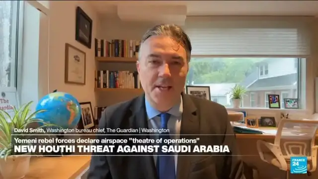 Video thumbnail for Saudi-led coalition says new attack at Riyadh airport causes fire, day after strike kills 12