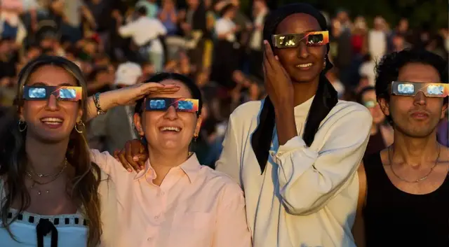 Video thumbnail for Solar eclipse sweeps western Europe as millions gaze skywards