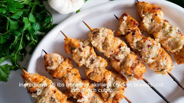 Video thumbnail for Garlic Parmesan Chicken Skewers Recipe
