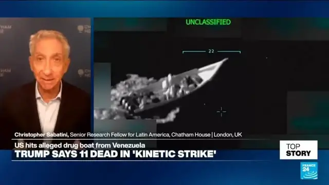 'Video thumbnail for Strike on Venezuelan boat 'completely outside the norms of traditional drug interdiction of US govt''