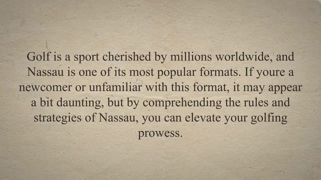 Video thumbnail for What is a Nassau in Golf?