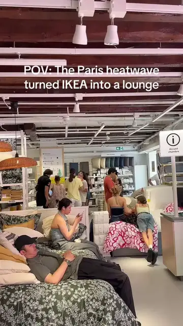 Video thumbnail for Paris Heatwave Turns Ikea Showroom into Air Conditioned Hangout