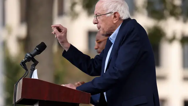'Video thumbnail for Bernie Sanders condemns Trump and billionaires at ‘No Kings’ rally'