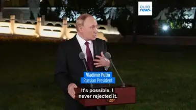 'Video thumbnail for Russia's Putin willing to meet Ukraine's Zelenskyy if he 'comes to Moscow''
