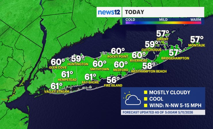 Video thumbnail for Clouds today give way to sunshine tomorrow before more rain returns to Long Island