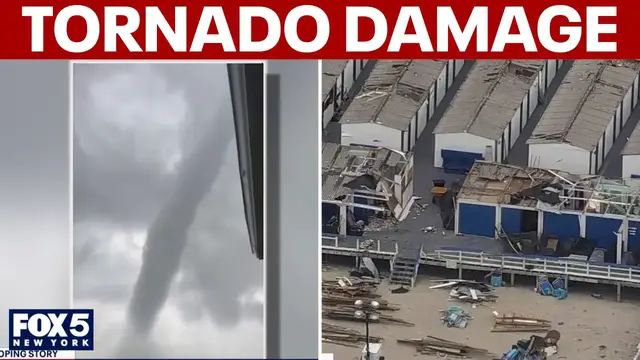 Video thumbnail for Long Island tornado cleanup underway in Atlantic Beach