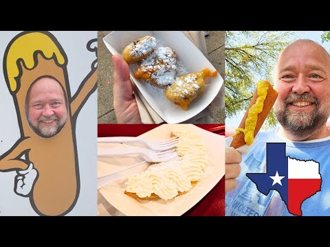 Video thumbnail for Eats of The State Fair of Texas: Fried Banana Pudding & Corny Dogs!