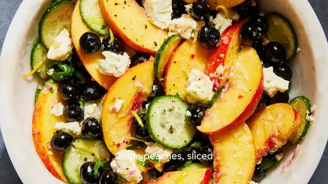 Video thumbnail for Blueberry Peach Feta Salad