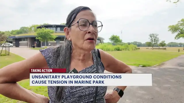 Video thumbnail for Marine Park splash pad turns into ‘makeshift pool’ due to clogged drain, as residents demand city action