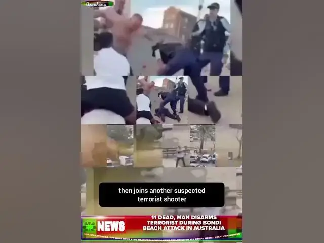Video thumbnail for 11 Dead, Man Disarms Terrorist During Bondi Beach Attack In Australia