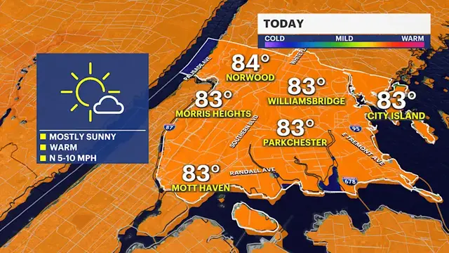 Video thumbnail for Nice couple of days before rain chances return across the Bronx