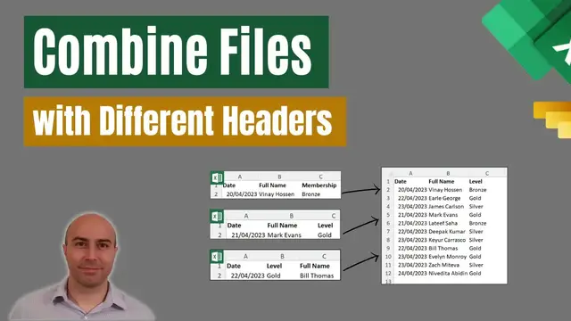 'Video thumbnail for Combine Files with DIFFERENT Headers in Power Query | TWO Examples'