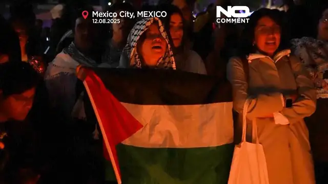 Video thumbnail for Mexico City rally over Israeli strike that killed journalists in Gaza