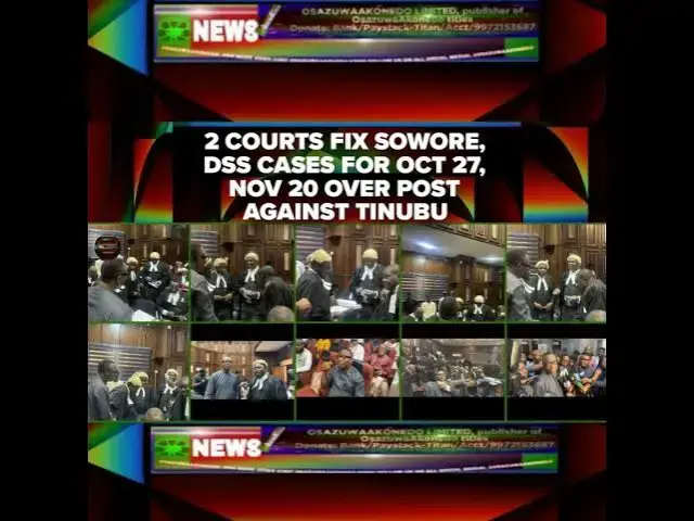 Video thumbnail for 2 Courts Fix Sowore, DSS Cases For Oct 27, Nov 20 Over Post Against Tinubu