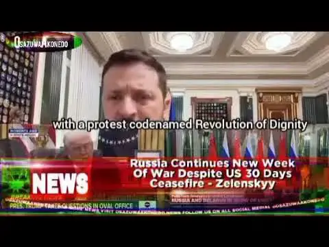 Video thumbnail for Russia Continues New Week Of War Despite US 30 Days Ceasefire - Zelenskyy