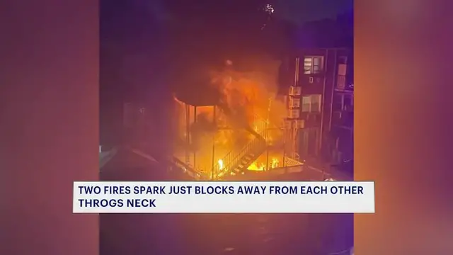 Video thumbnail for 2 fires spark blocks away from one another in Throgs Neck