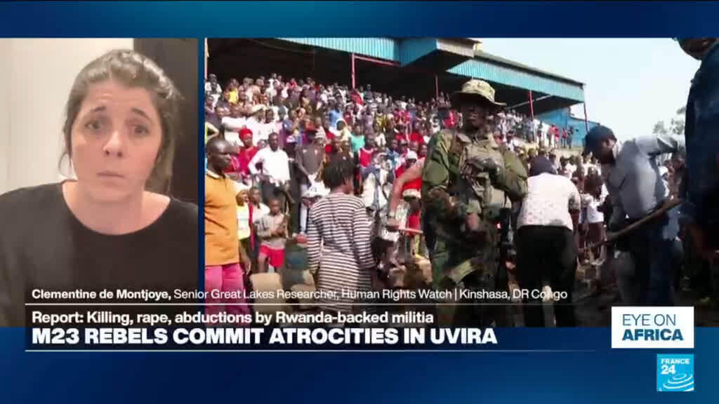 Video thumbnail for Rights group says M23, Rwandan army commit atrocities in DRC’s Uvira