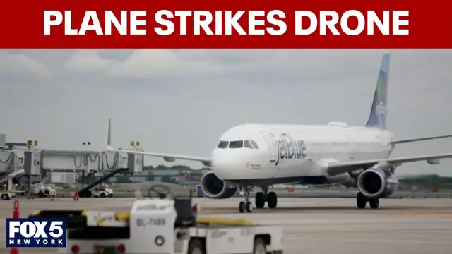 Video thumbnail for JetBlue pilot reports striking drone as flight approached JFK Airport
