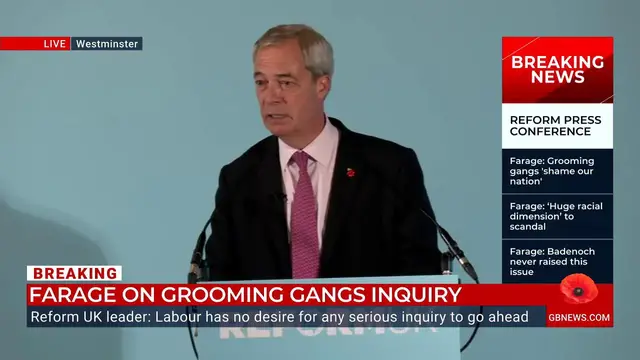 'Video thumbnail for WATCH IN FULL: Nigel Farage calls on Parliament to 'step up' as he declares grooming gang inquiry 'dead in the water''