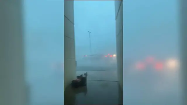 Video thumbnail for US: Glass crashes to ground during powerful storm at Illinois State University.