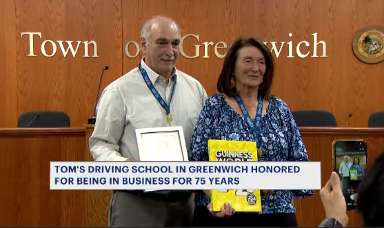 Video thumbnail for Tom's Driving School in Greenwich honored for being in business for 75 years