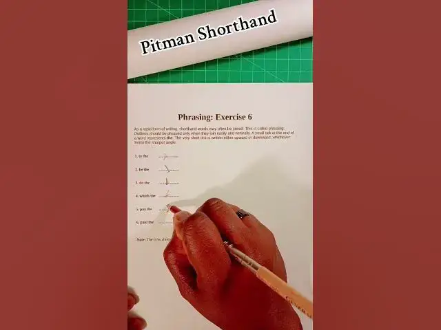 'Video thumbnail for Pitman Shorthand #pitmanshorthand #shorthand #shorthandwriting #phrases #exercise6'