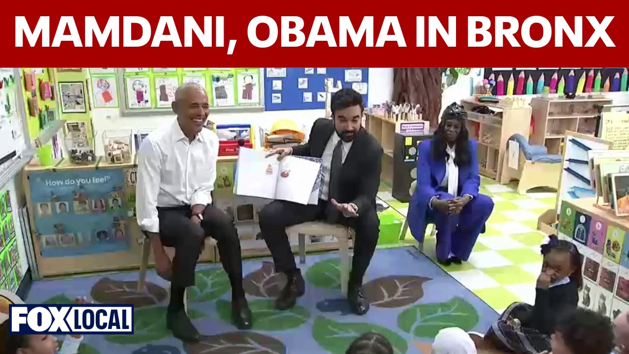 Video thumbnail for Mamdani, Obama read to children in the Bronx