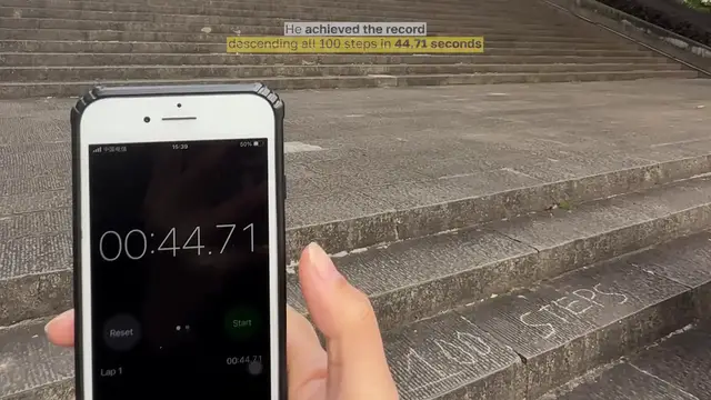 Video thumbnail for Fastest Time To Descend 100 Steps Walking On Hands