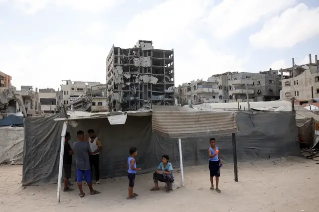 'Video thumbnail for Vowing to stay in Gaza city: Displaced Palestinians condemn Israeli plan'