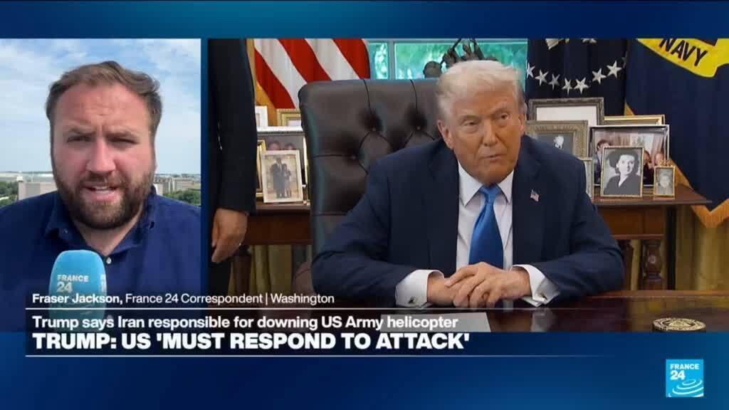 Video thumbnail for Trump vows response after Iran shoots down US helicopter