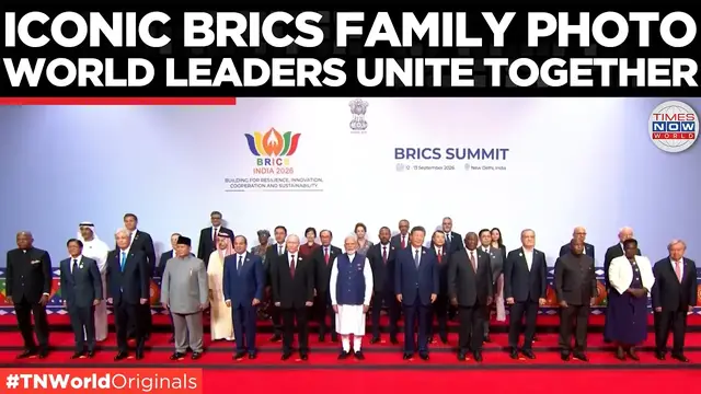 Video thumbnail for WATCH: Modi-Putin-Xi Steal Spotlight At BRICS Family Photo | BRICS 2026