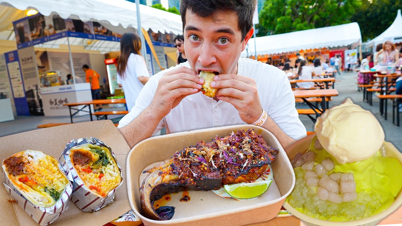 Video thumbnail for Biggest SINGAPORE FOOD Festival!! Padang Burrito, Laksa Goreng + Stingray Steak & More!