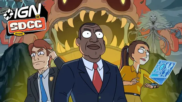 Video thumbnail for President Curtis Tackles the Deficit and Vampires in This Rick & Morty Spin-Off | Comic Con 2026