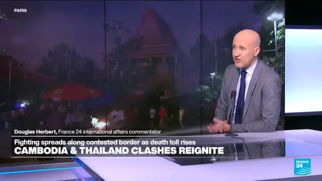 Video thumbnail for Thailand-Cambodia fighting spreads along border as death toll rises