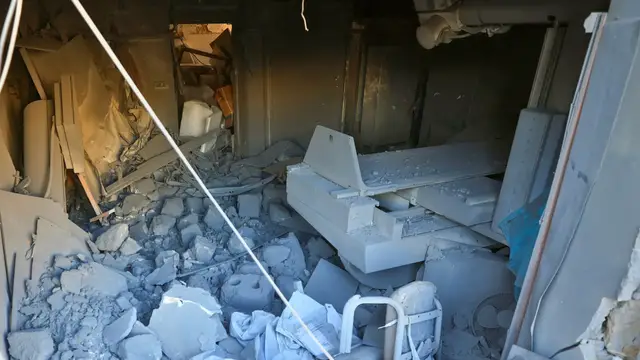 'Video thumbnail for ‘Severe destruction’ at al-Ahli Hospital after Israeli attack'