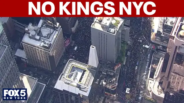 'Video thumbnail for No Kings protests: SkyFOX shows thousands of NYC demonstrators'