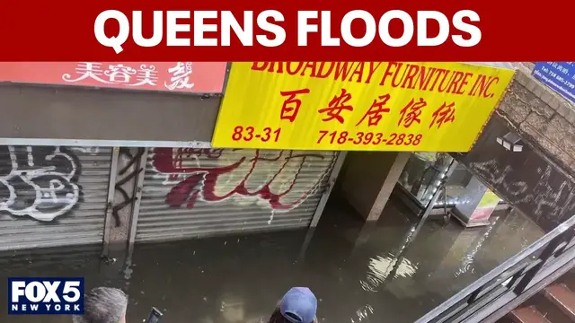 Video thumbnail for Floodwaters storm Queens businesses during severe weather