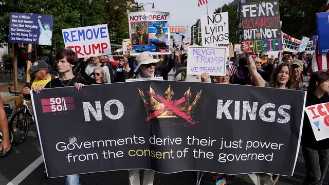 'Video thumbnail for Crowds gather for anti-Trump ‘No Kings’ protests across US'