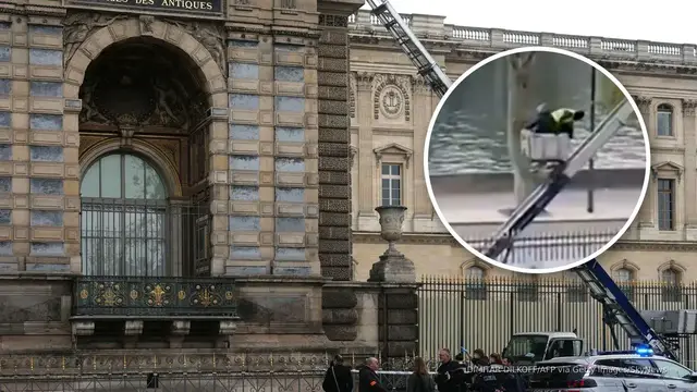 'Video thumbnail for Louvre thieves caught on video escaping using a cherry picker and bike'